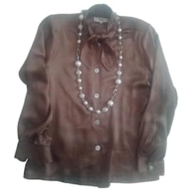 Yves Saint Laurent Seidenbluse Taupe Andere