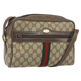 Borsa Gucci GG Supreme Web Sherry Line in PVC beige e oro 24 02 005 Auth ka1276 Beige D'oro