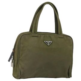 PRADA Handtasche aus Nylon Khaki Silber authentisch 159348 Silber Khaki