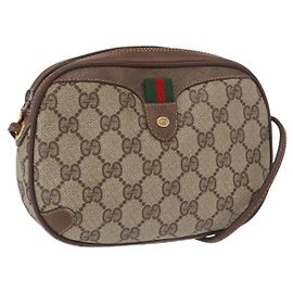 Borsa Sherry Line GG Supreme Web di GUCCI in PVC beige e oro 156 02 066 Auth BA9285 Beige D'oro