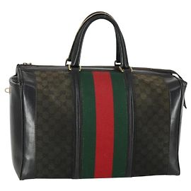 Borsa da viaggio Sherry Line in tela GG Gucci nera e oro Auth 153646 Nero D'oro