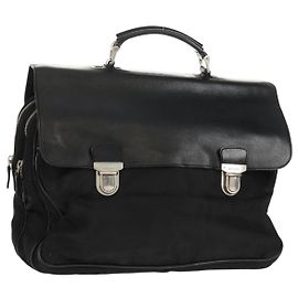 PRADA Handtasche aus Nylon Leder Schwarz Silber Authentisch bs32080 Schwarz Silber