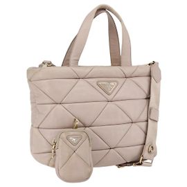 PRADA Sac à main en cuir 2 en 1 Rose Or Auth 159590 Rose Doré