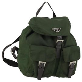 Sac à dos PRADA en nylon vert argent authentique 157224 Argenté Vert