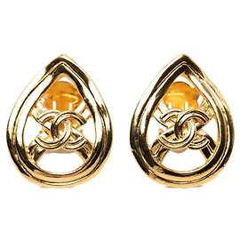 Goldplattierte Clip-Ohrringe Chanel Coco Mark Golden
