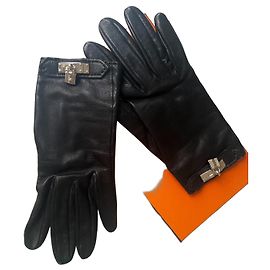 Hermès Gants cuir "Soya" Hermes  Taille 6,5 Noir