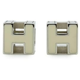 Orecchini Hermès Carge d'Ache H Cube Argento Crudo