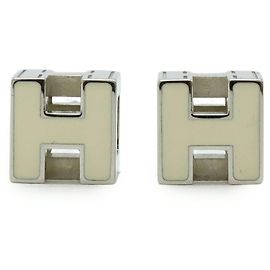 Hermès Carge d'Ache H Cube Ohrringe Silber Roh