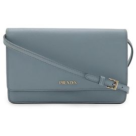 Prada Saffiano Chain/Shoulder Wallet Blue Light blue