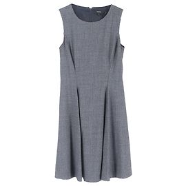 Ärmelloses Mini-Flared-Kleid aus grauem Wolltweed von Theory Grau