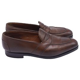 Ralph Lauren Penny Slip-On Loafers in Brown Leather Brown Red