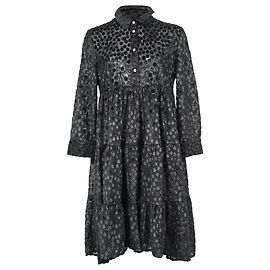 Maje Rolly Gestuftes Minikleid aus schwarzem Polyester Schwarz