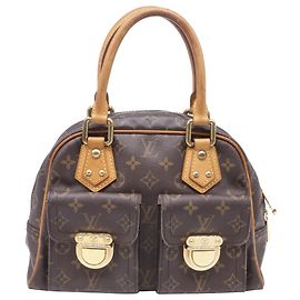 Sac à main Manhattan PM Louis Vuitton 2007 en toile enduite marron Marron Rouge