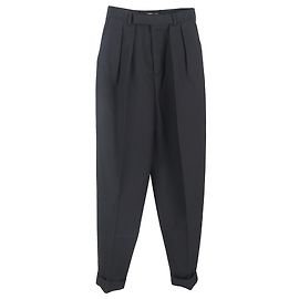 Céline Pantalones rectos de lana negra con dobladillo plisado de Celine Negro