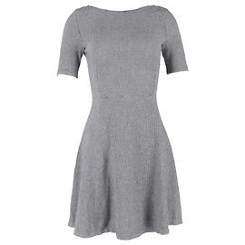 Abito mini A-line a maniche corte in tweed grigio in cotone Theory Grigio