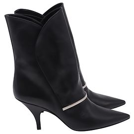 Givenchy Bar Embellished Pointed Ankle Boots in Black Leather Black