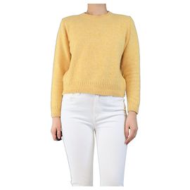 Sessun Gelber Wollpullover mit Rundhalsausschnitt - Größe S Gelb