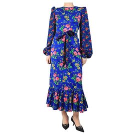 The Vampire's Wife Robe midi florale bleue - taille UK 12 Bleu