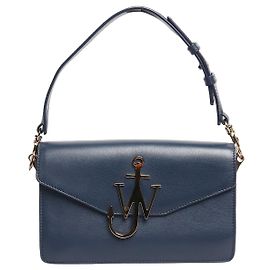 JW Anderson Bolsa de ombro em couro azul marinho com logo Azul