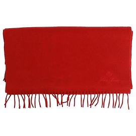 Loro Piana Écharpe en cachemire rouge avec franges Rouge