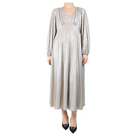 Autre Marque Silberne crinkle-metallic Kleid - Größe UK 12 Silber