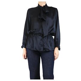 Balenciaga Black silk blouse - size UK 12 Black
