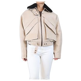 Magda Butrym Beige leather flight jacket - size UK 8 Brown