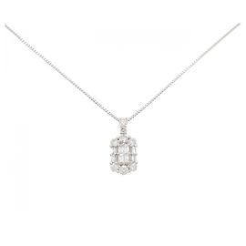 Autre Marque Collar de diamantes de platino Plata