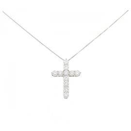 Autre Marque Diamant-Halskette Pt900 Pt850 Silber