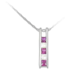 Autre Marque Platinum 0.35CT 0.20CT Ruby Diamond Necklace Red