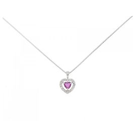 Autre Marque Au750 Ruby Diamond Necklace Red