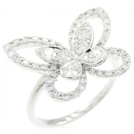 Graff Openwork Butterfly Motif 18K White Gold Diamond Ring Size 7 Silvery