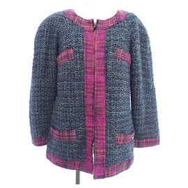 Chanel Collarless Jacket Blue