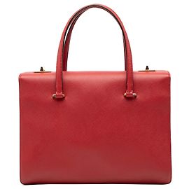 Prada Red Saffiano Turnlock Handbag Red