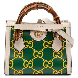 Borsa Gucci Mini in Pelle Verde Bamboo GG Diana Verde