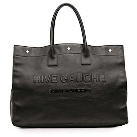 Sac Rive Gauche large en cuir de veau lisse noir Saint Laurent Noir