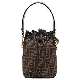 Borsa a secchiello Mon Tresor in seta trapuntata marrone FF 1974 di Fendi Marrone