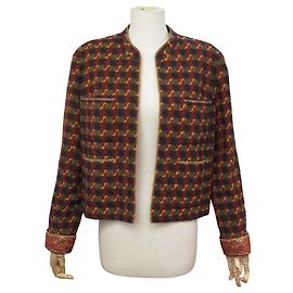 NEW CHANEL TAILORED JACKET 1995 CC BUTTONS P0850 SIZE 44 L IN TWEED Red
