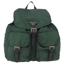 Prada Rucksack mit doppelter Fronttasche Tessuto Medium Grün