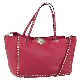 Valentino Garavani Rockstud Tote Soft Leather Medium Pink
