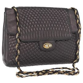 Bally Vintage Chain Quilted Leather Black