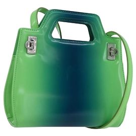 Salvatore Ferragamo Wanda Top Handle Shoulder Bag Gradient Leather Mini Green