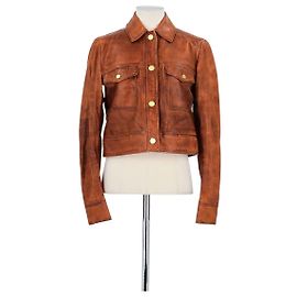 Michael Kors Brown leather jacket Brown