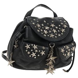 Sac à dos en cuir noir avec clous Jimmy Choo Auth 159799 Noir Argenté