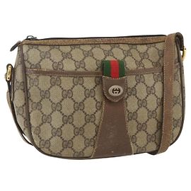 Gucci Borsa GG Supreme Web Sherry Line PVC Beige Oro 89 02 032 Auth 160476 Beige D'oro
