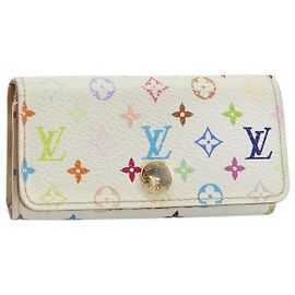 LOUIS VUITTON Monogramm Multicolor Multicles 4 Schlüsseletui Weiß M93731 Auth BA9258 Weiß