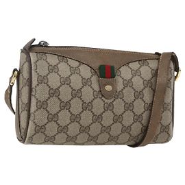 Bolsa Sherry Line GG Supreme Web da GUCCI em PVC bege e dourado 89 02 018 Auth 159003 Bege Dourado