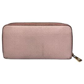 Vintage Loewe Madrid Zippy Leather monogram Wallet Pink Pink