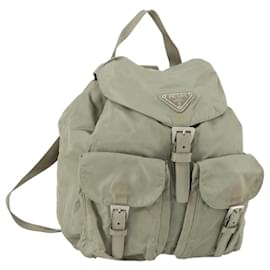 Prada Double Front Pocket Backpack Tessuto Medium Beige