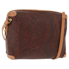 Bolsa de Ombro ETRO em Couro Bordeaux com Estampa Paisley, Dourado, Auth am10326 Dourado Bordeaux